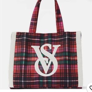 Victoria's Secret Plaid Tote Bag - Red and Green